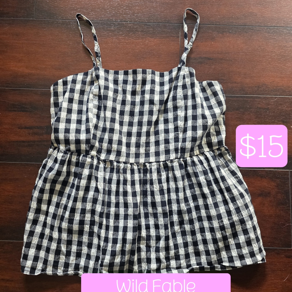 Wild Fable Black and White Checkered Tank Top